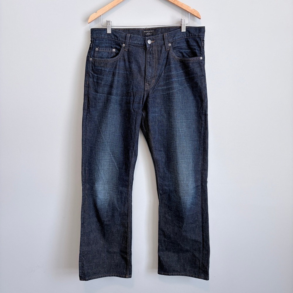 Banana Republic Boot Cut Jeans Dark Wash Denim Casual Relaxed Fit Blue Men 34/32 - Picture 1 of 10